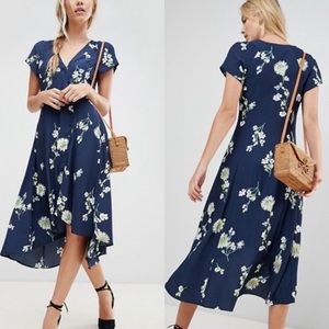 FREE PEOPLE Lost In You Blue Floral Midi Dress- Large